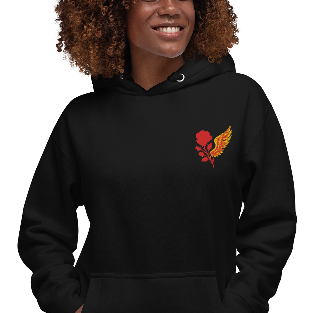 Rose + Wing Embroidered Hoodie