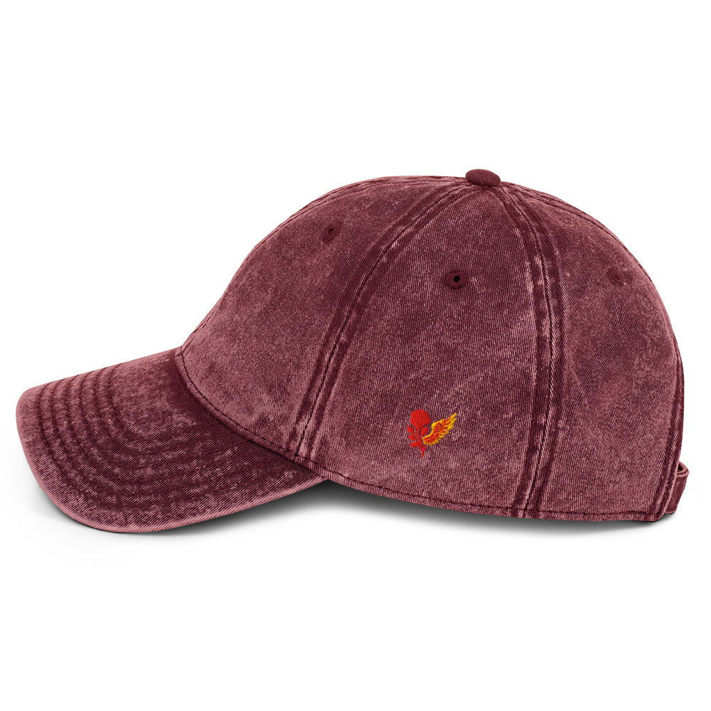 red embroidered cap